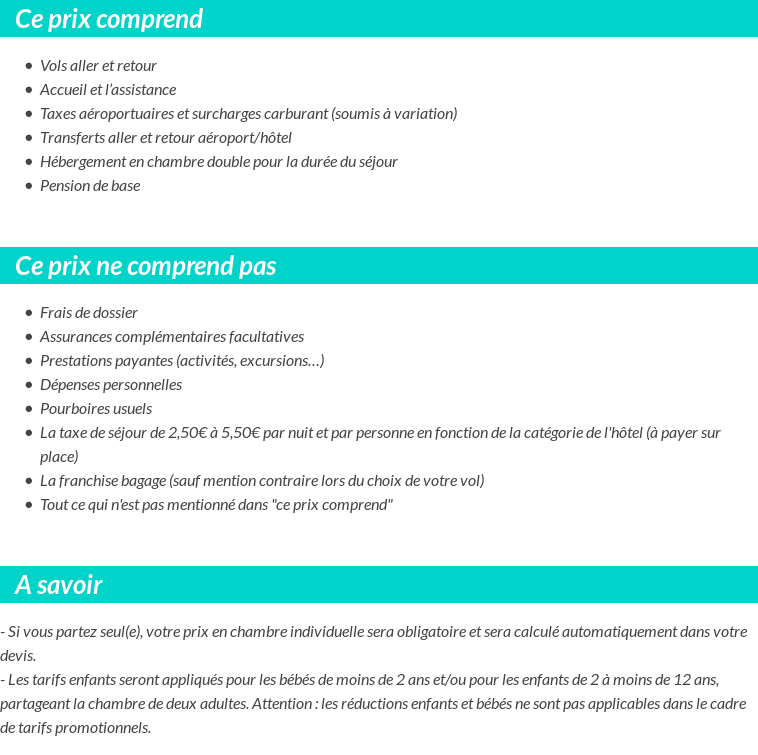 Conditions tarifaires