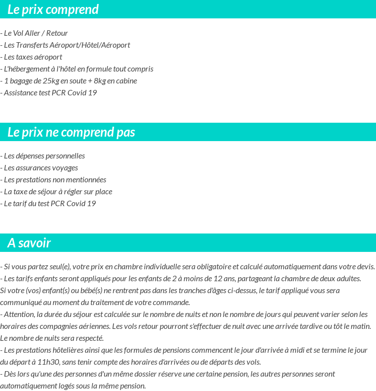 Conditions tarifaires