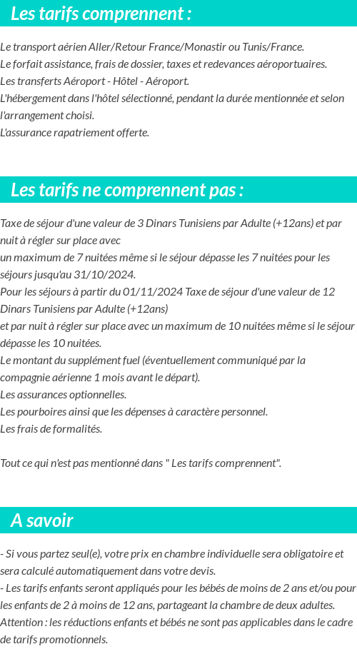 Conditions tarifaires