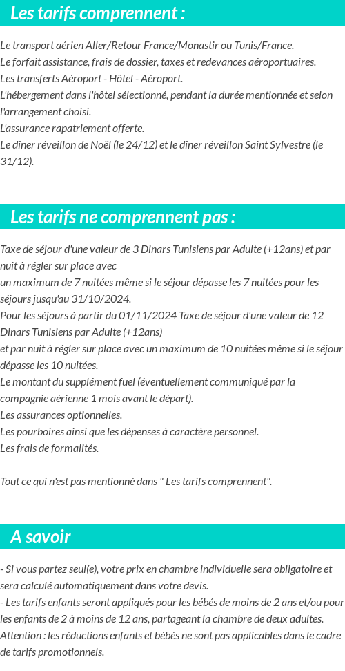 Conditions tarifaires