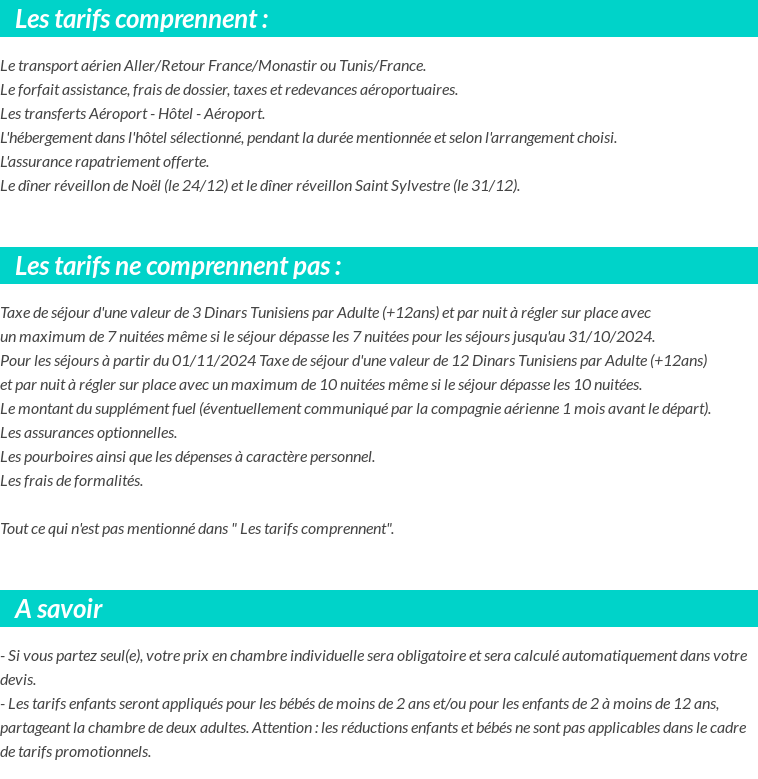 Conditions tarifaires