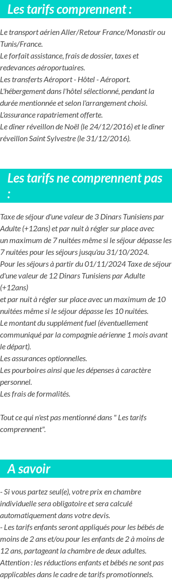 Conditions tarifaires