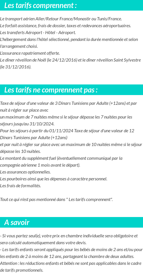 Conditions tarifaires