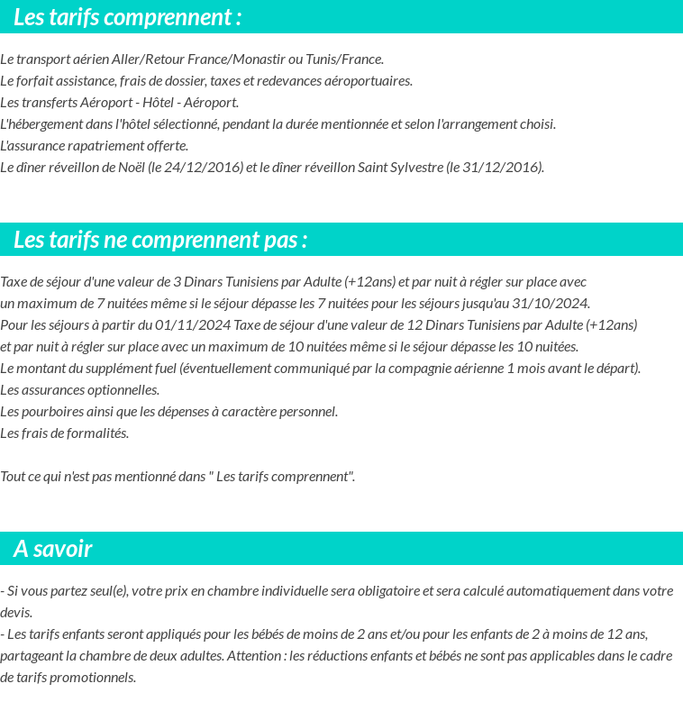 Conditions tarifaires
