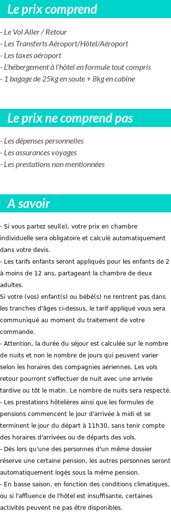 Conditions tarifaires