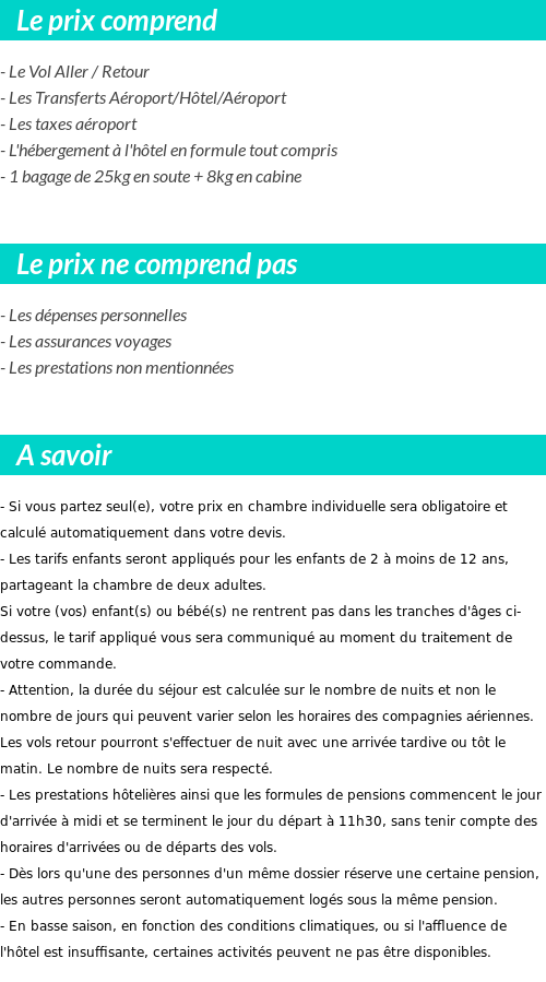 Conditions tarifaires
