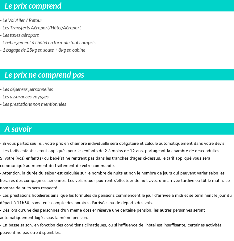 Conditions tarifaires