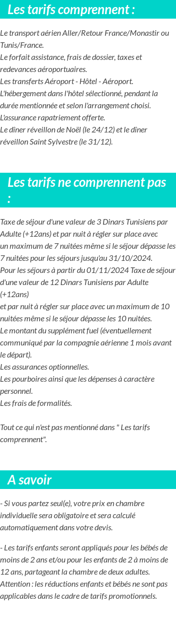 Conditions tarifaires