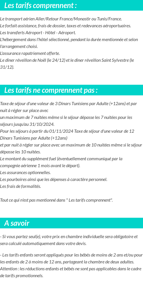 Conditions tarifaires