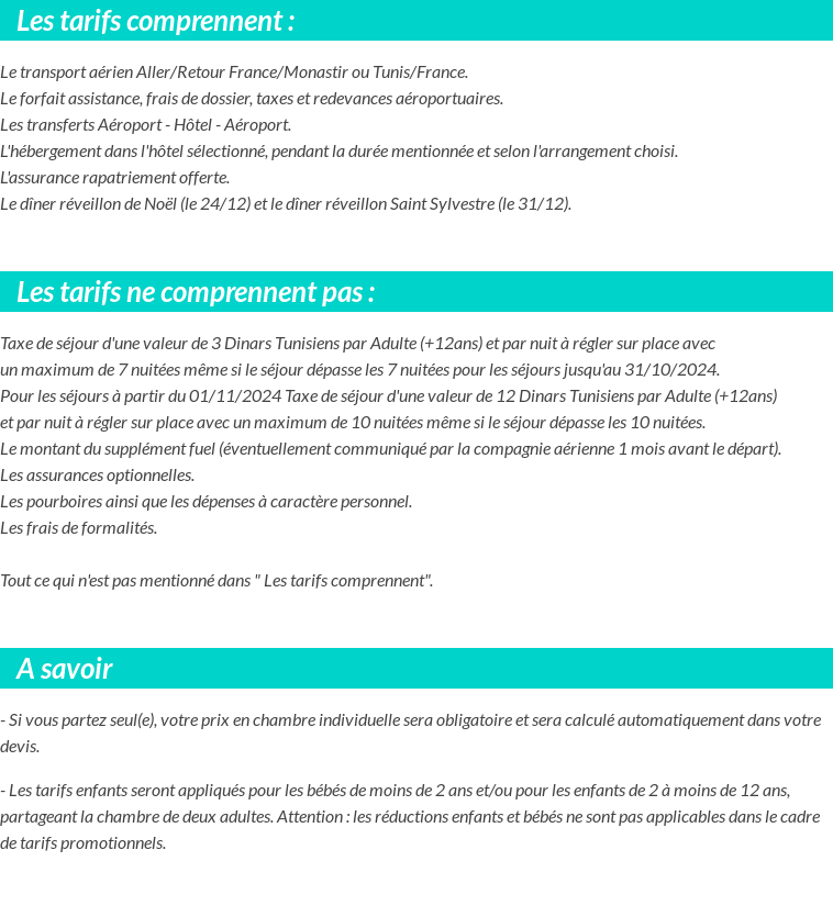 Conditions tarifaires