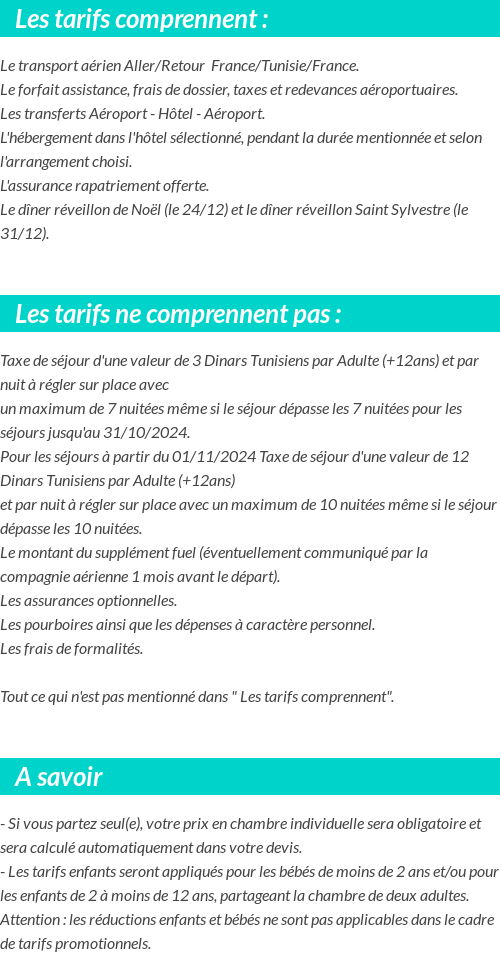 Conditions tarifaires