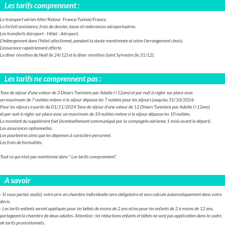 Conditions tarifaires