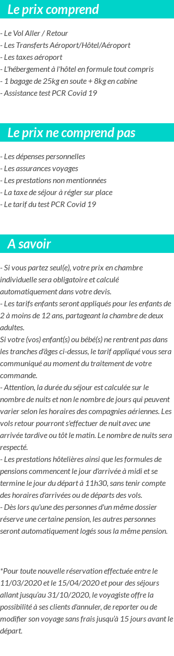 Conditions tarifaires