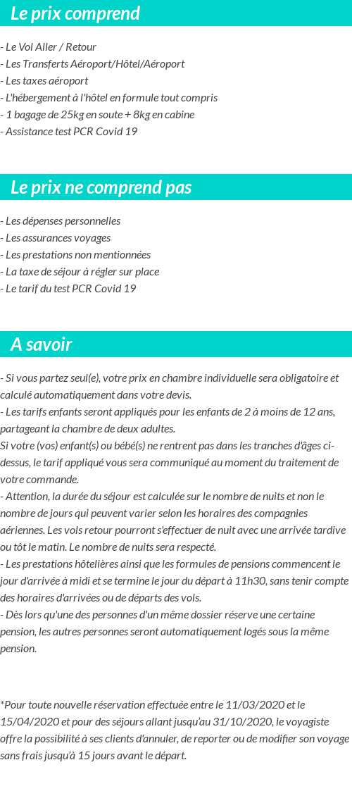Conditions tarifaires
