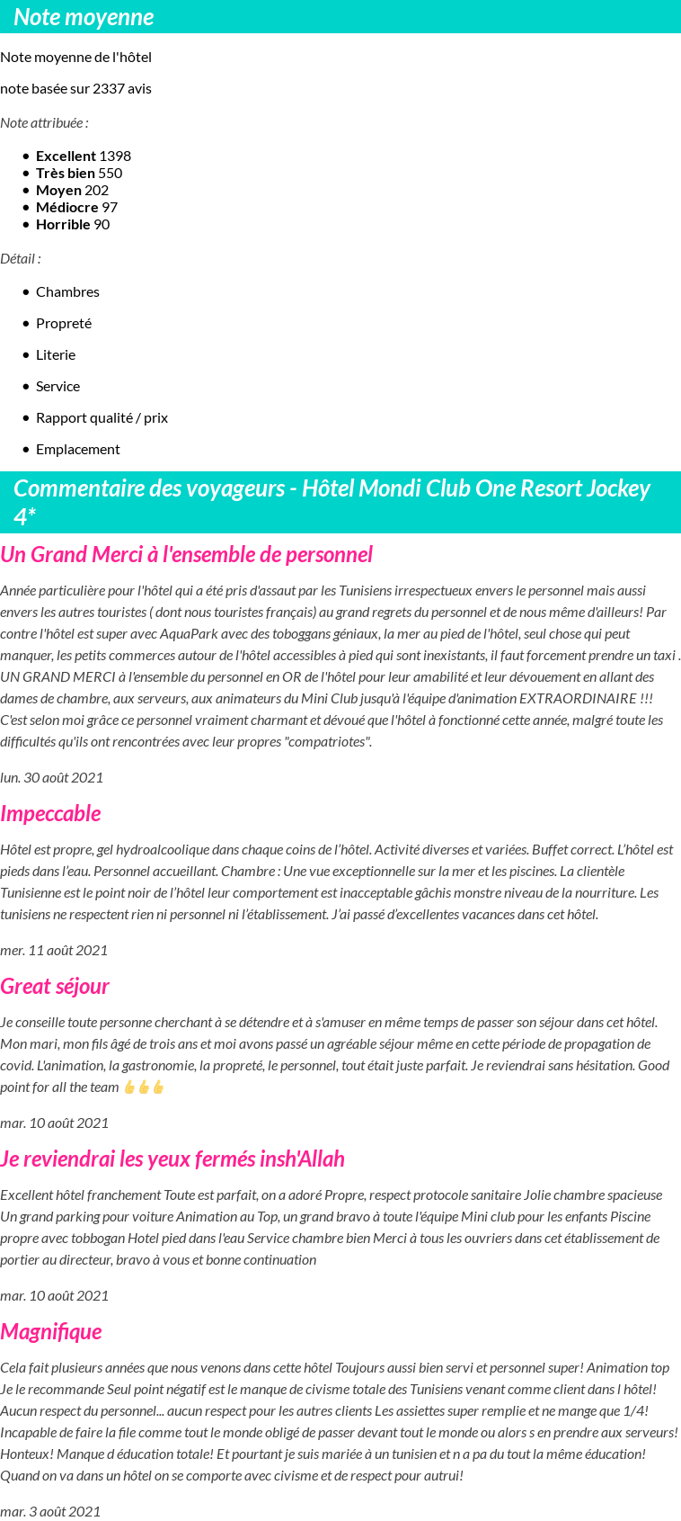 Avis clients