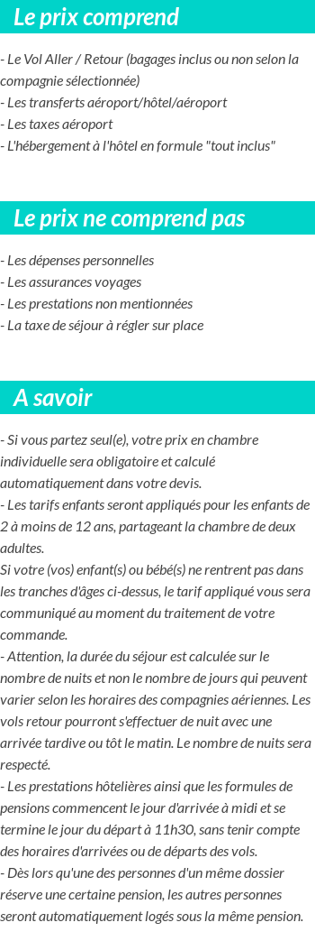 Conditions tarifaires