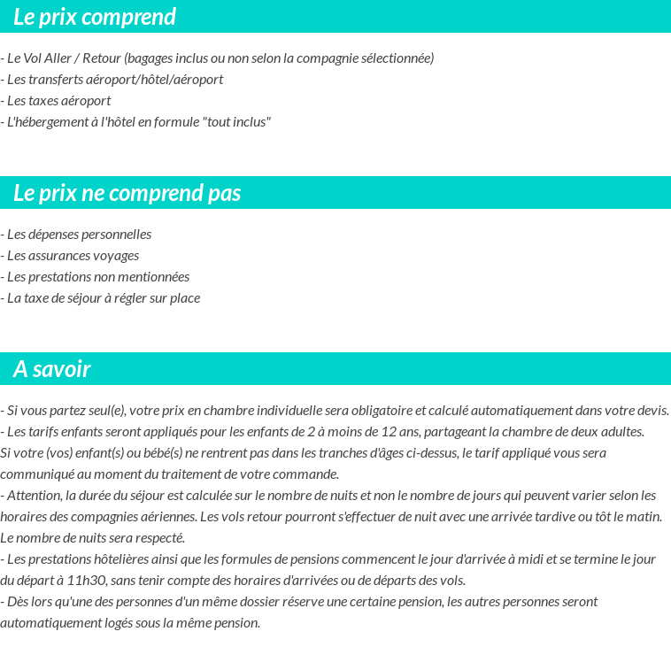 Conditions tarifaires