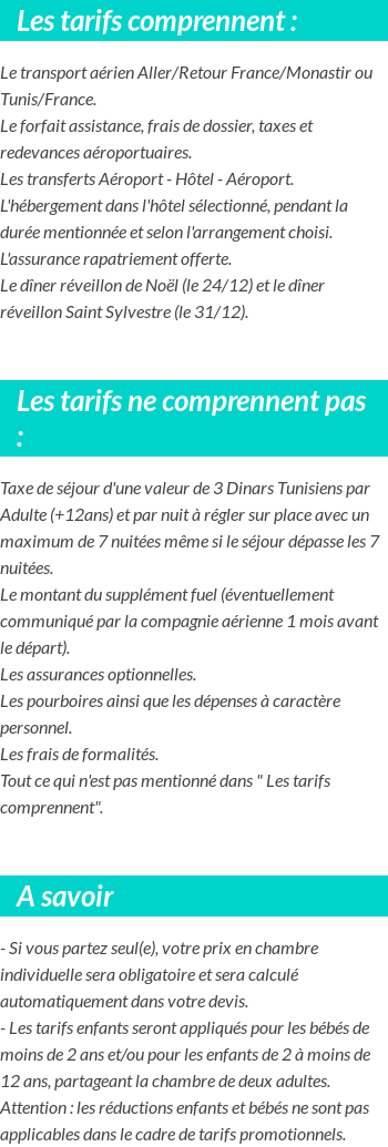 Conditions tarifaires