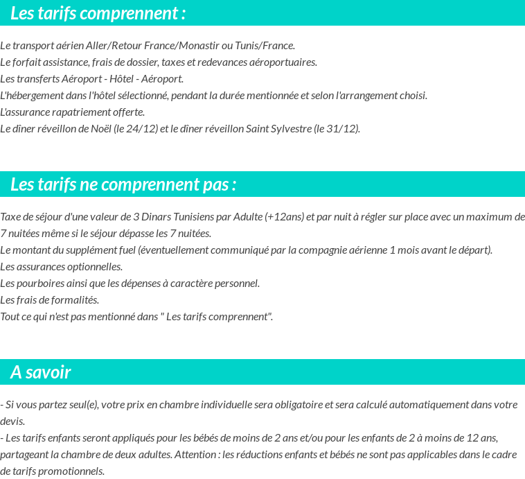 Conditions tarifaires