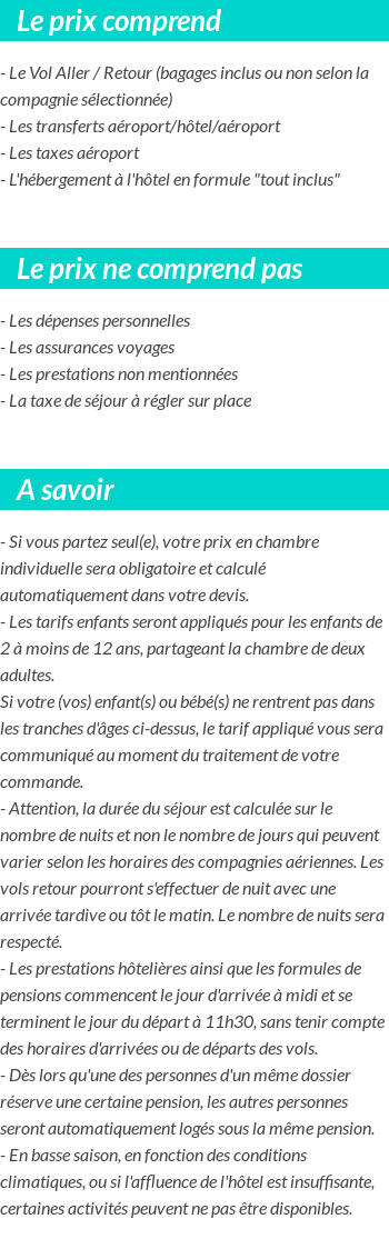 Conditions tarifaires