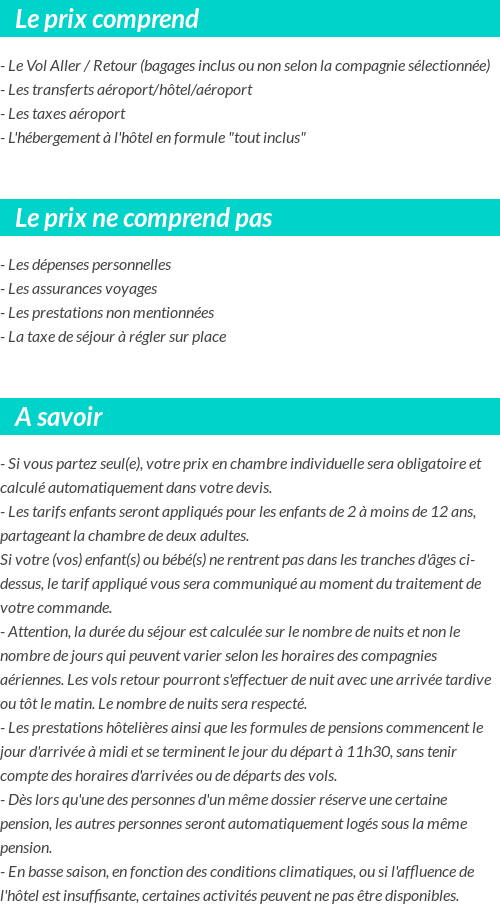 Conditions tarifaires