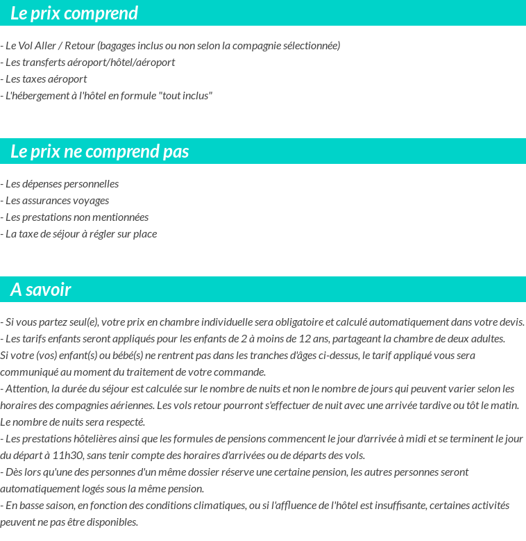 Conditions tarifaires