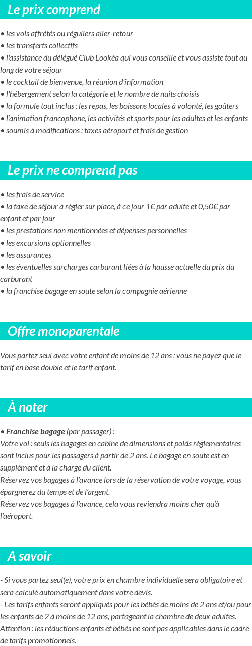 Conditions tarifaires