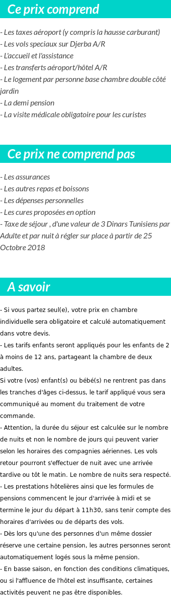 Conditions tarifaires
