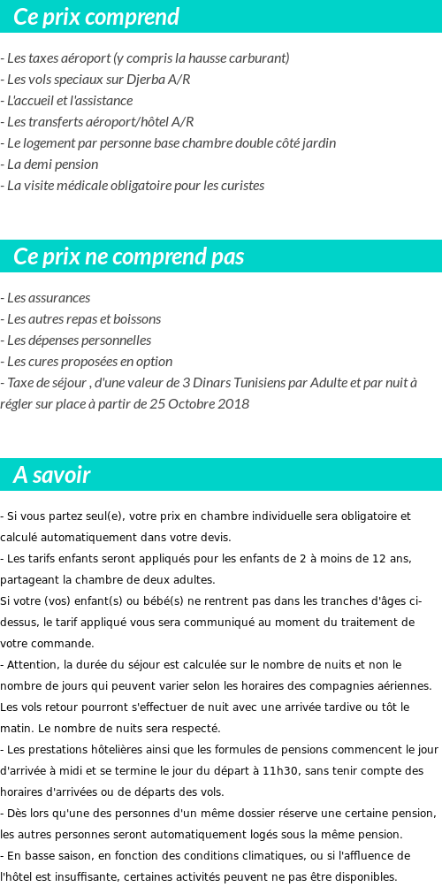 Conditions tarifaires