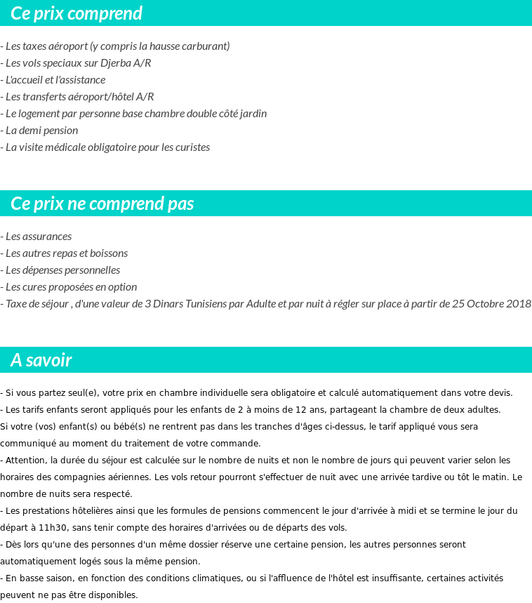 Conditions tarifaires