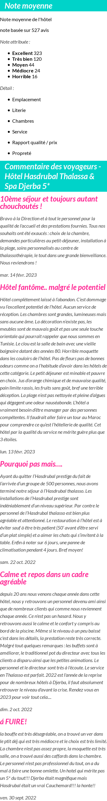 Avis clients