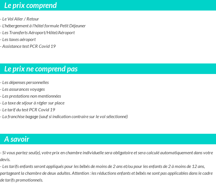 Conditions tarifaires