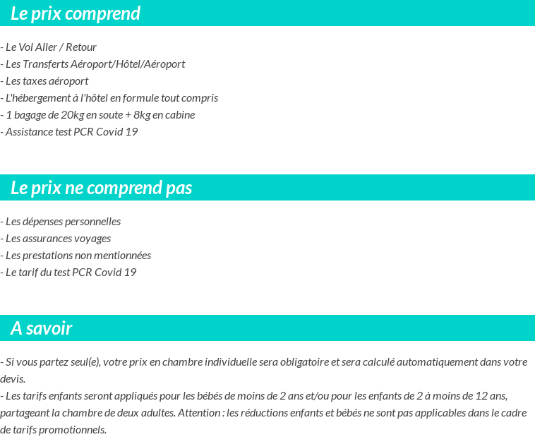 Conditions tarifaires