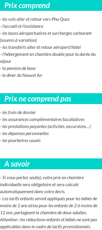 Conditions tarifaires