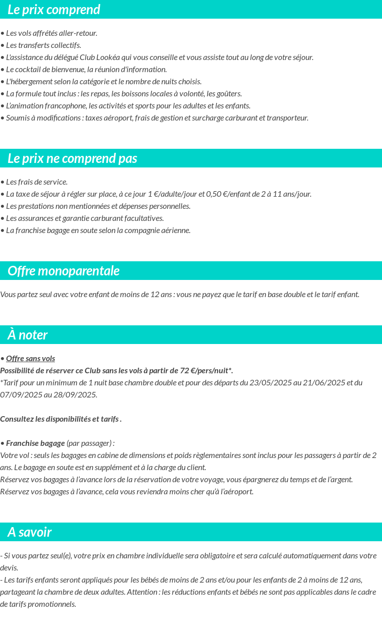 Conditions tarifaires