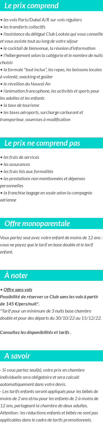 Conditions tarifaires