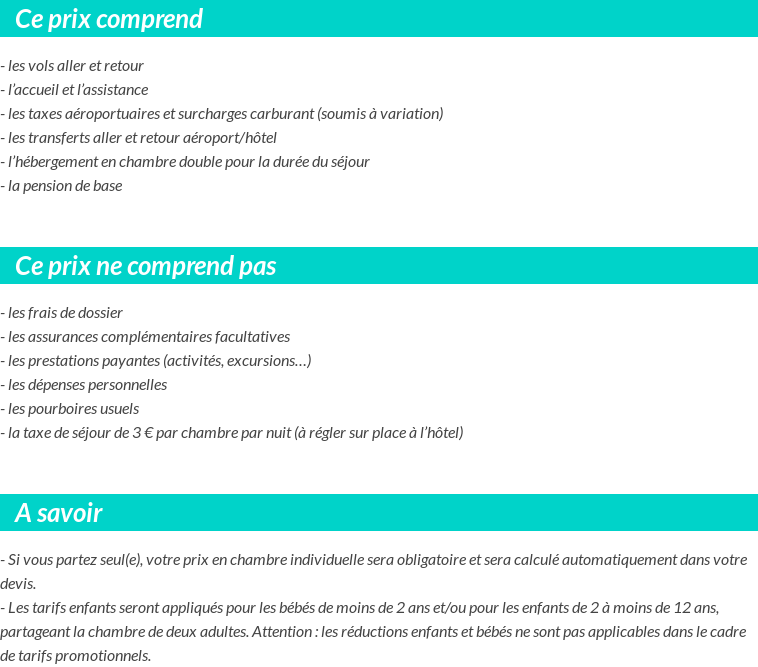 Conditions tarifaires
