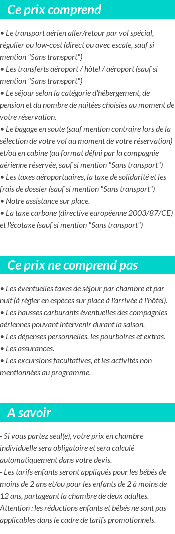 Conditions tarifaires