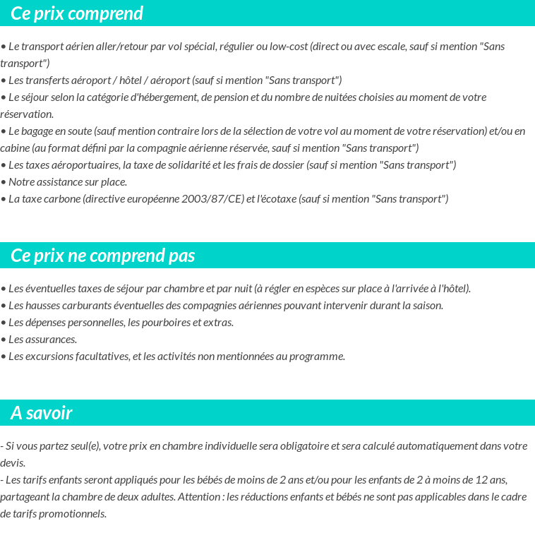 Conditions tarifaires