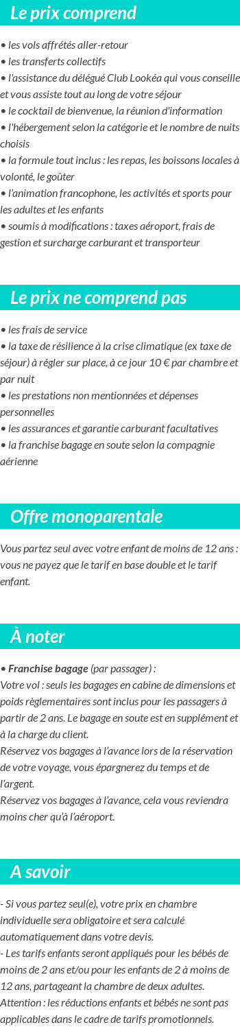 Conditions tarifaires