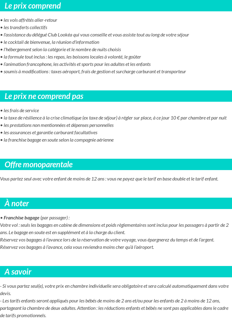 Conditions tarifaires