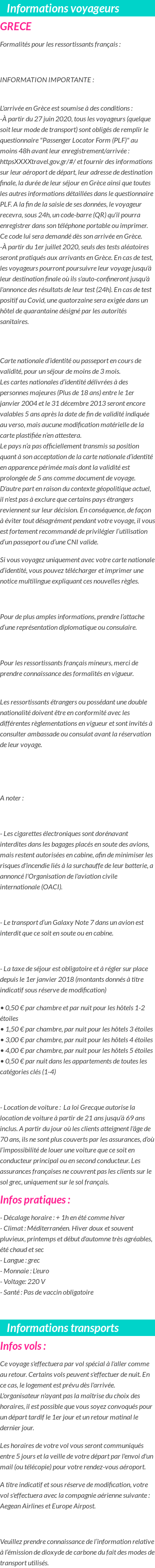 Formalités et infos voyageurs