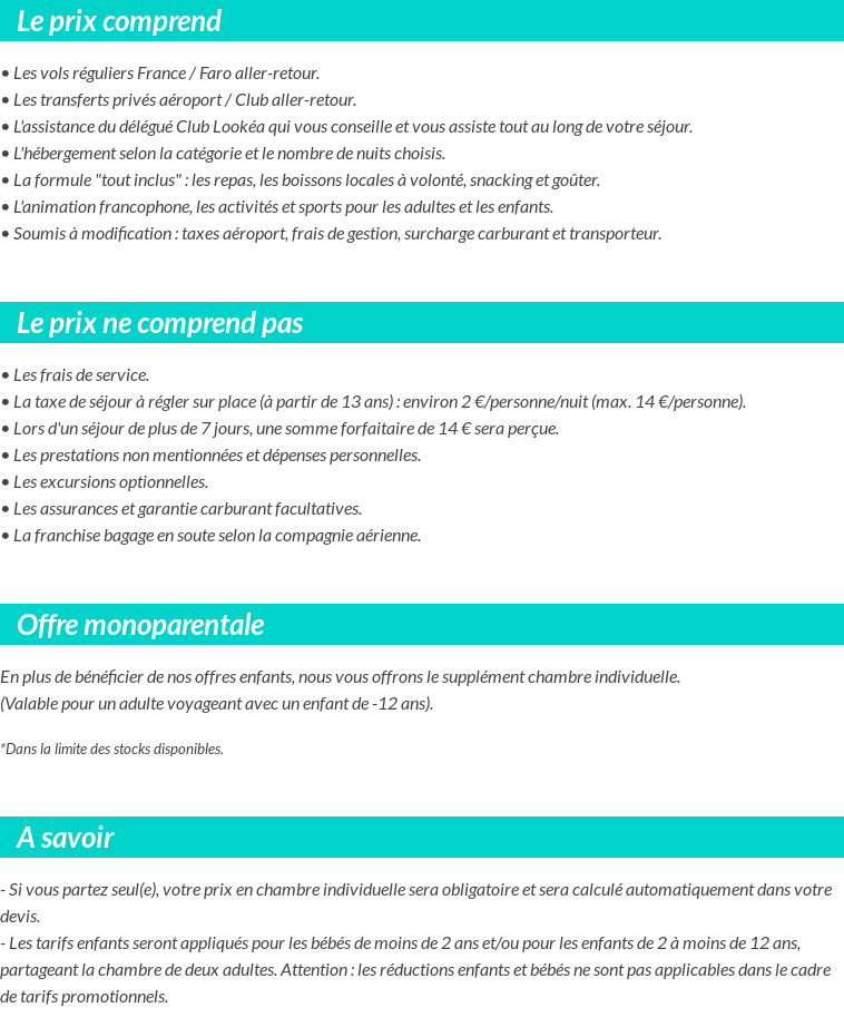 Conditions tarifaires