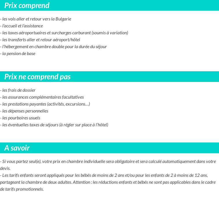 Conditions tarifaires