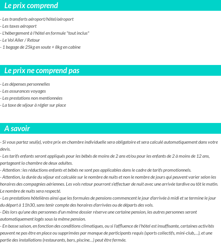 Conditions tarifaires
