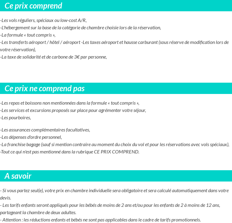 Conditions tarifaires