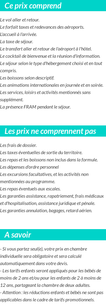 Conditions tarifaires