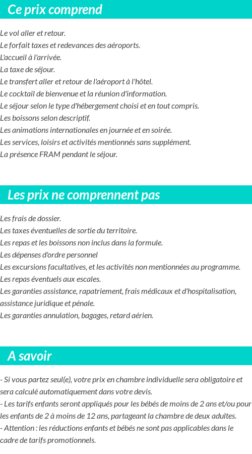Conditions tarifaires
