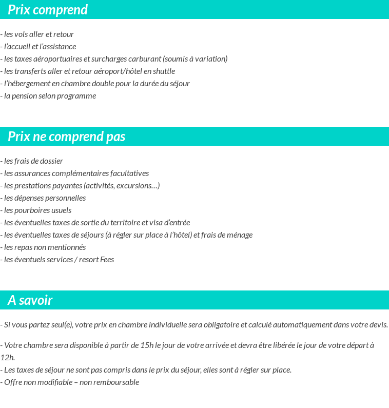 Conditions tarifaires