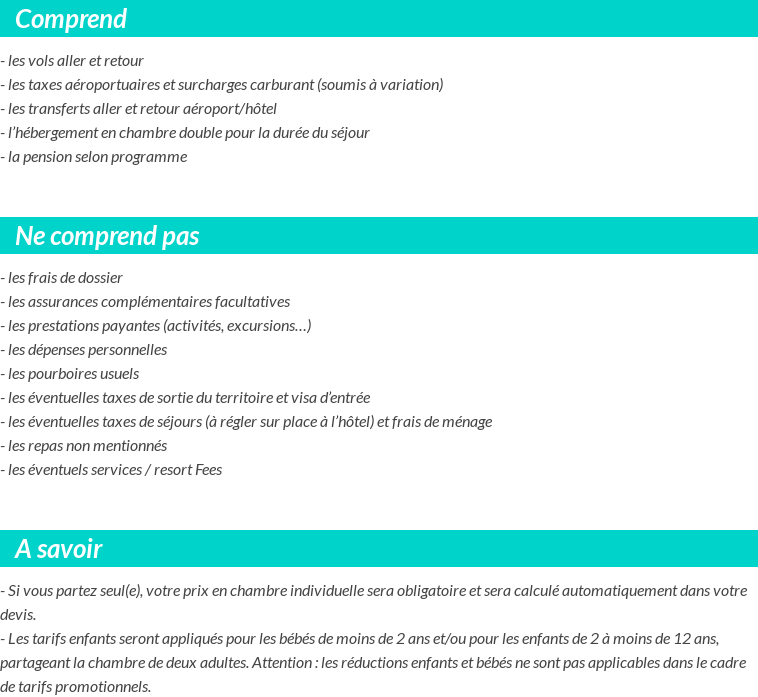 Conditions tarifaires